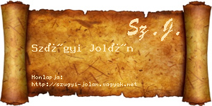 Szügyi Jolán névjegykártya